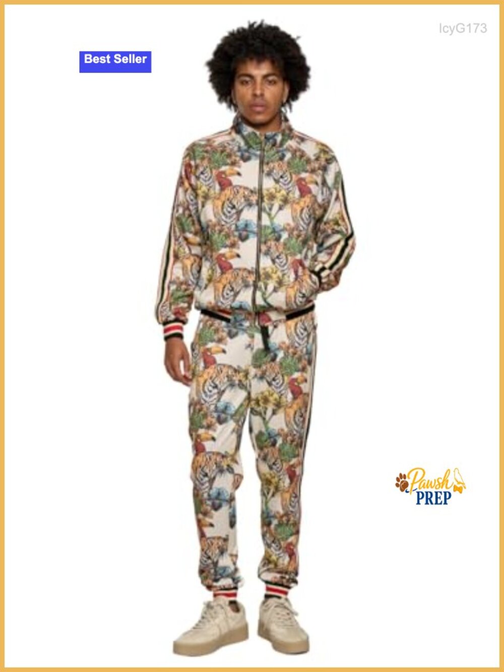 Men's Tiger Stripe Tracksuit Set - Full Matching Jacket and Pants - Streetwear
